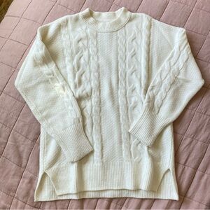 Abercrombie & Fitch Cream Cable-Knit Crewneck Sweater